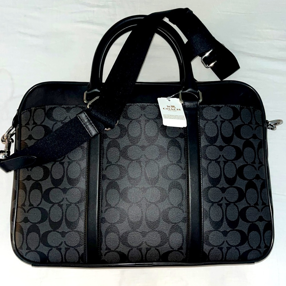 Coach Perry Slim Brief In Signature Canvas with leather - Picture 3 of 3